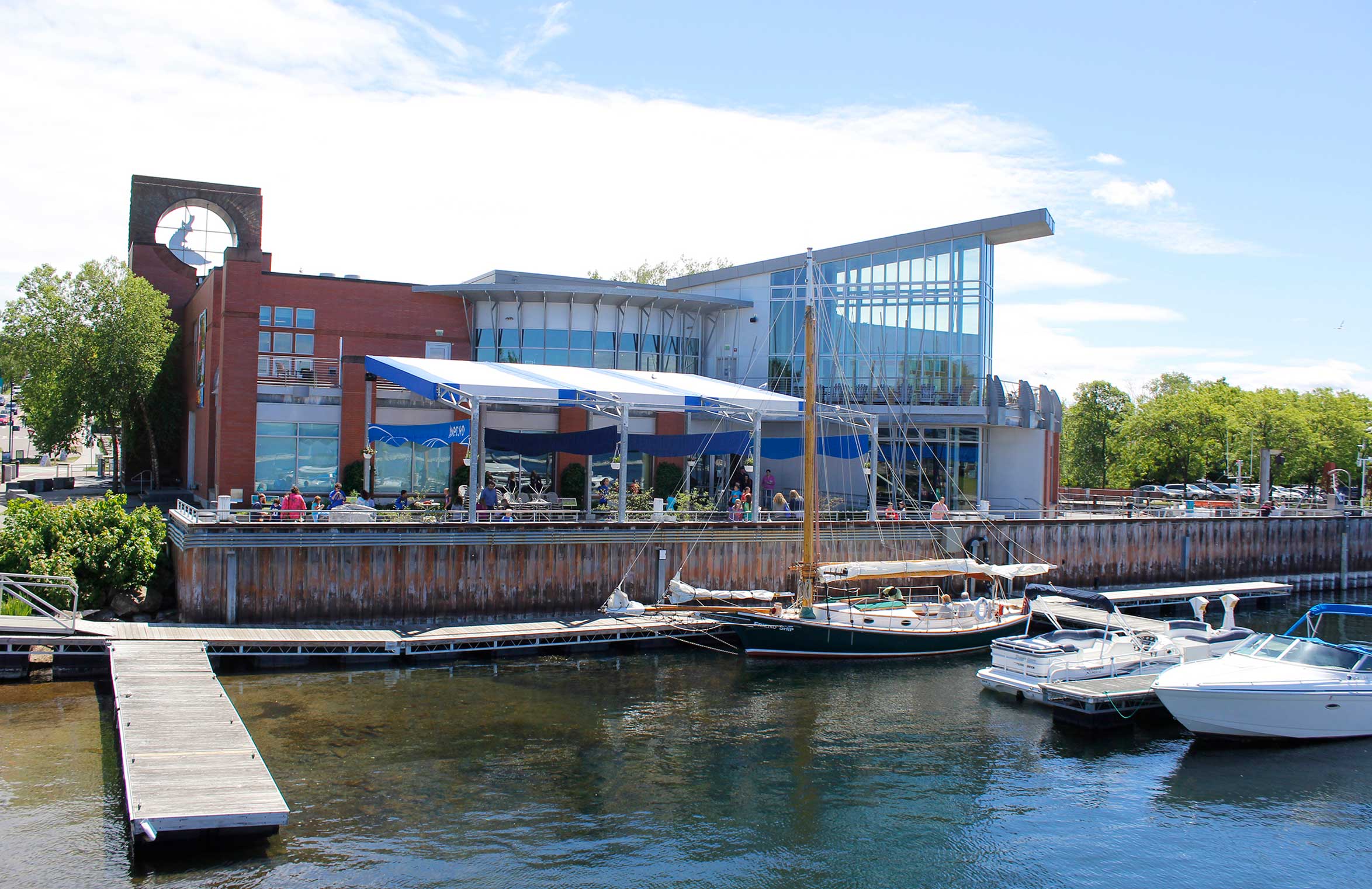 View of Echo Center from Lake Champlain
