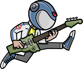 Tech Jam spaceman with guitar logo