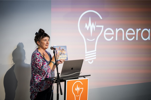 Woman presenting at Generator pitch night