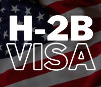 Image of American Flag with the words H-2B Visa superimposed
