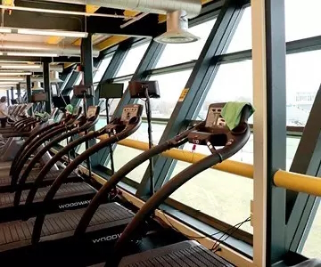 A row of fitness equipment at UVM rec facility