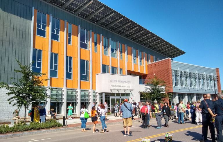 Exterior of South Burlington Library on opening day